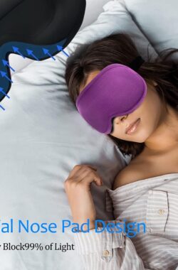 Slaap-oogmasker voor vrouwen mannen – zacht schuim comfortabel slaapmasker, oogdekking blinddoek bij nacht blok uit licht voor reizen yoga Nap, violet