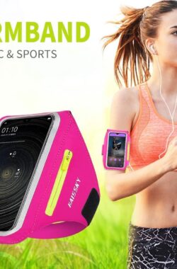 Sportarmband voor mobiele telefoon met hoofdtelefoontas, zweetbestendig, voor joggen, armtas, compatibel hardlopen