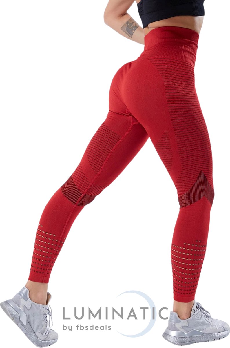 Sportlegging Dames - Fitness Legging - Yoga Legging - High Waist Sport Legging - Anti Cellulite - Shapewear Dames - Push Up - Butt Lifter - Sportkleding Dames - Booty | Luminatic® | Rood | XS