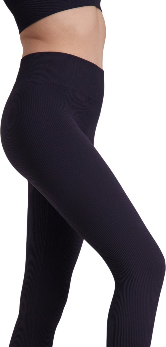 Sportlegging Dames Hoge Taille - Luxe Ribstof - Naadloos - Squat Proof - Yoga Legging - Made in Italy - Donkerblauw - XXL/3XL - SO TIGHT