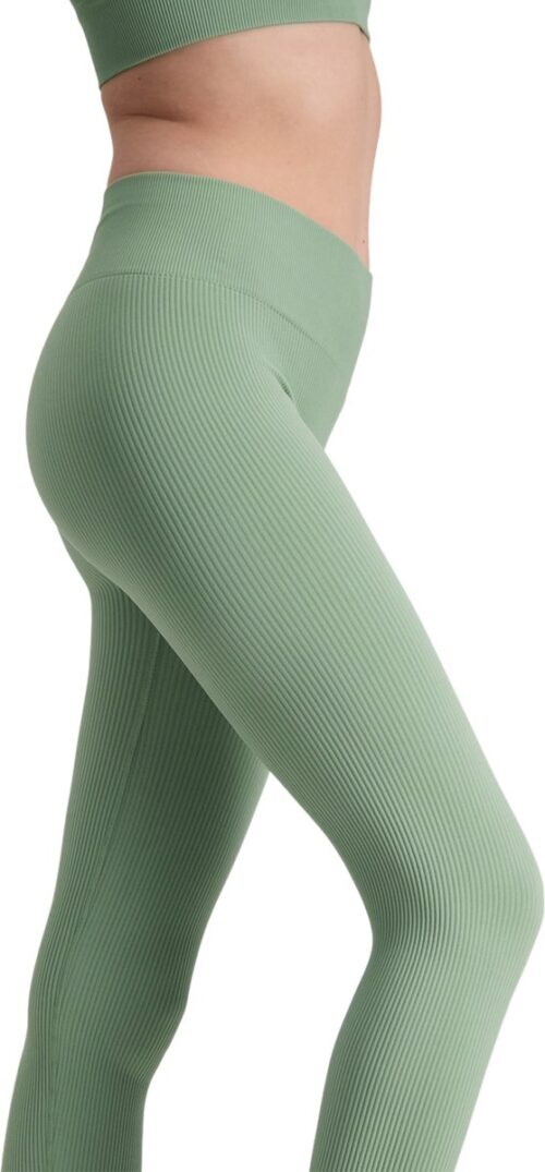 Sportlegging Dames Hoge Taille - Luxe Ribstof - Naadloos - Squat Proof - Yoga Legging - Made in Italy - Groen - XL - SO TIGHT