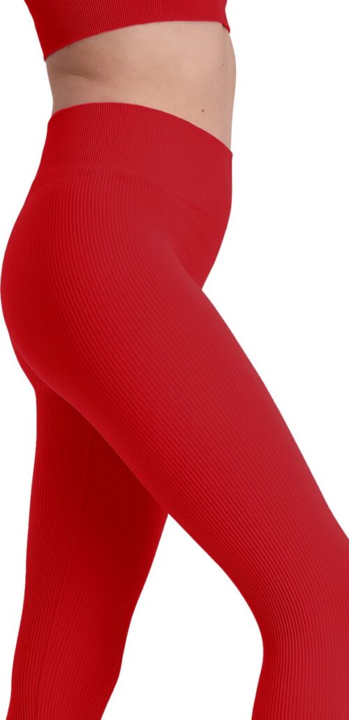 Sportlegging Dames Hoge Taille - Luxe Ribstof - Naadloos - Squat Proof - Yoga Legging - Made in Italy - Rood - XL - SO TIGHT