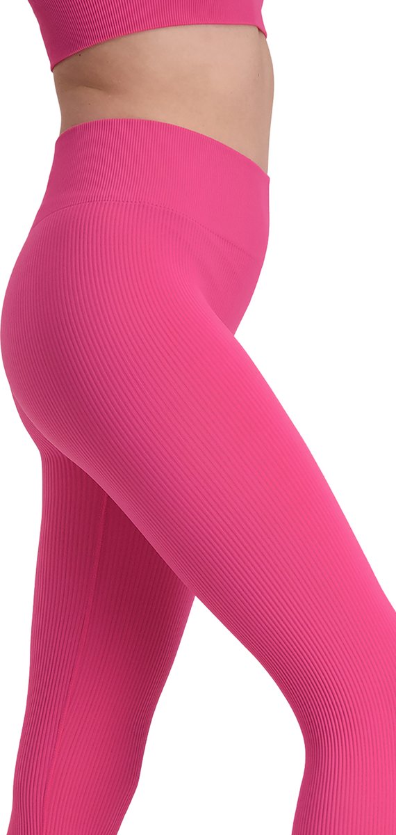 Sportlegging Dames Hoge Taille - Luxe Ribstof - Naadloos - Squat Proof - Yoga Legging - Made in Italy - Roze - L - SO TIGHT