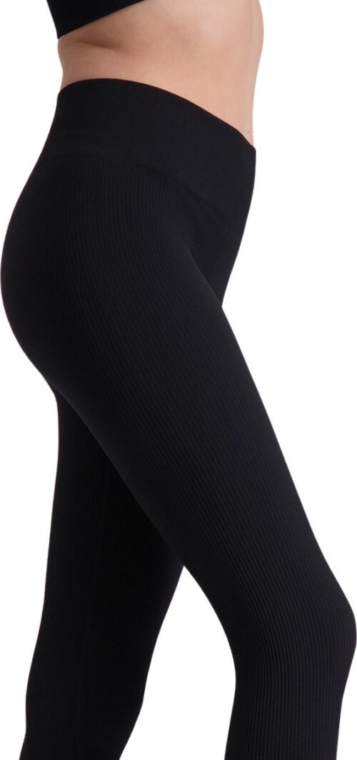 Sportlegging Dames Hoge Taille - Luxe Ribstof - Naadloos - Squat Proof - Yoga Legging - Made in Italy - Zwart - S/M - SO TIGHT