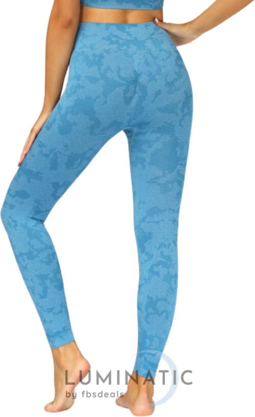 Sportlegging Dames - Yoga Legging - Fitness Legging - Sportlegging High Waist - Legging Dames - Sport Legging - Shapewear Dames - Camouflage Broek - Camo2 | Luminatic® | Skyblue | M