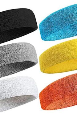 Sportline Hoofdband 6-delig zweetband voor mannen vrouwen – elastische hoofdbanden voor training – ademend en vochtafvoerend – heldere kleuren