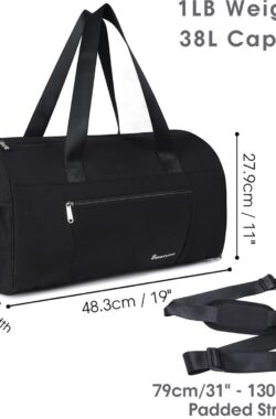 Sporttas met natte zak en schoenenvak, fitness-trainingstas voor mannen en vrouwen, Zwart-1