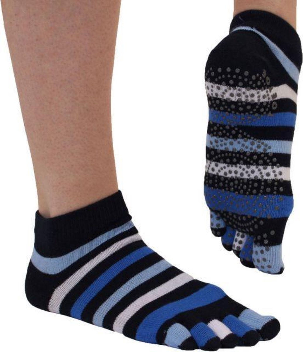 TOETOE Yoga & Pilatus Grip Enkel teensokken - Blauw/Donkerblauw - 36-39