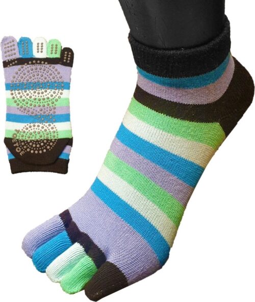 TOETOE Yoga & Pilatus Grip Enkel teensokken - Blauw/Groen - 36-39