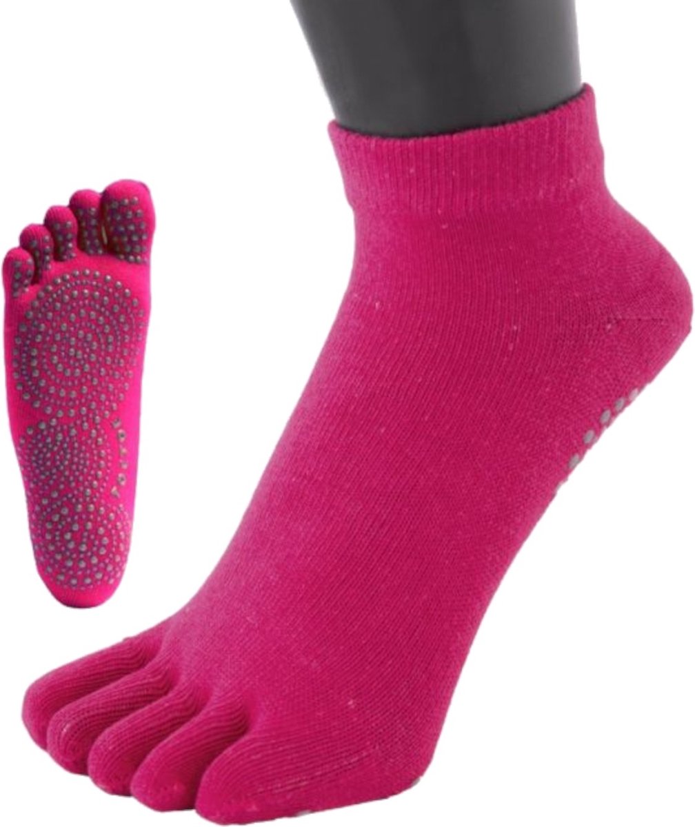 TOETOE Yoga & Pilatus Grip Enkel teensokken - Fuchsia - 36-39