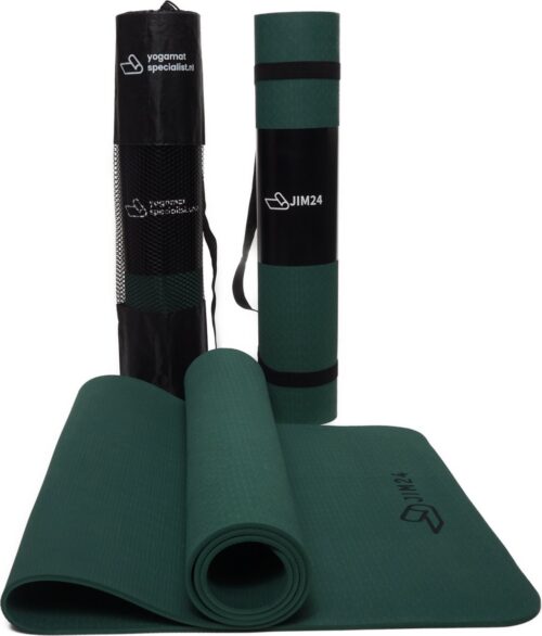 TPE Yoga Mat Olijfgroen - Fitness Mat - Sport Mat - Yoga Mat Anti Slip - Yoga Mat Extra Dik - Duurzaam TPE - Inclusief Draagtas