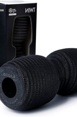 TWIN foamroller voor stimulerende zelfmassage – lange rugspieren en kuiten – triggerpoint massage – 30 x 13 cm zwart stretching foam roller