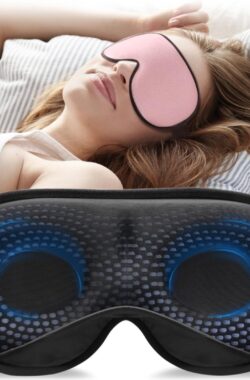 Umisleep 2024 Gewogen slaapmasker voor heren en vrouwen, 3D-oogmasker, slaapmasker voor drukontlasting, 100% lichtblokkerende slaapbril met verstelbare riem, voor reizen, yoga, 120 g, roze