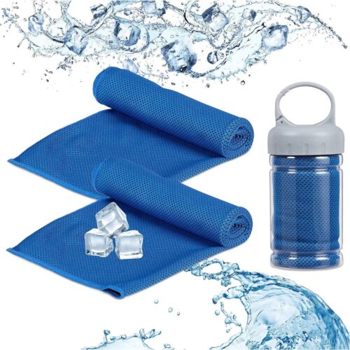 Verkoelende handdoek 2 stuks microvezels koeldoek sport & fitness sporthanddoek 90 x 30 cm blauw Cooling Towels