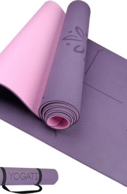 YOGATI Yoga Mat Non-Slip Non-Toxic with Carry Strap Yoga Mat with Alignment Lines. Ideal Yoga Mats as Gymnastics Mat, Sports Mat, Fitness Mat, Yoga Mat