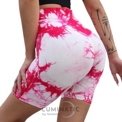 Yoga Shorts - Korte Legging - Shorts - Korte Broek Dames - Tie Dye - Shorts Dames - Sportlegging Dames - High Waist - Shapewear Dames - Sportbroek Dames | Luminatic® | Hot Roze | S