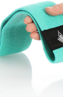 Yoga weerstandsband van polyester en rubber – oefenband voor spieropbouw, Pilates en yoga – fitnessband (01 stuk – medium turquoise textiel lint)