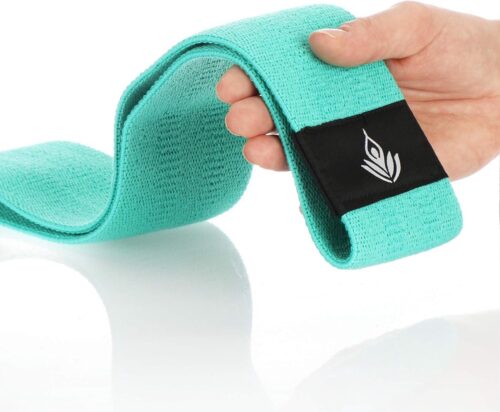Yoga weerstandsband van polyester en rubber - oefenband voor spieropbouw, Pilates en yoga - fitnessband (01 stuk - medium turquoise textiel lint)
