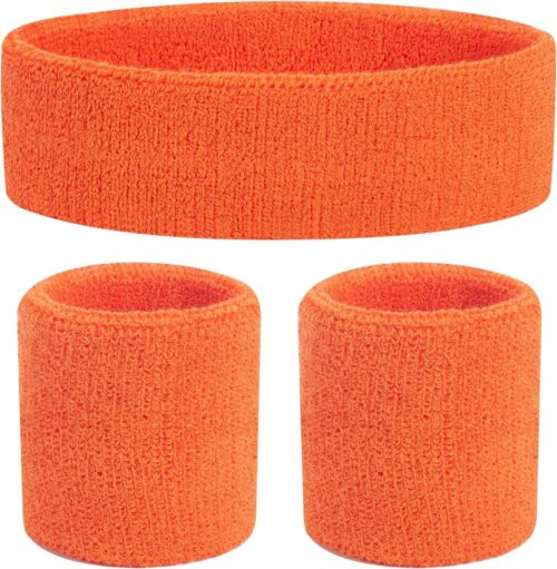 ek voetbal - zweetband oranje - voetbal - oranje zweetband - hoofdband oranje - Set katoenen sporthoofdbanden voor kinderen (1 hoofdband + 2 manchetten)