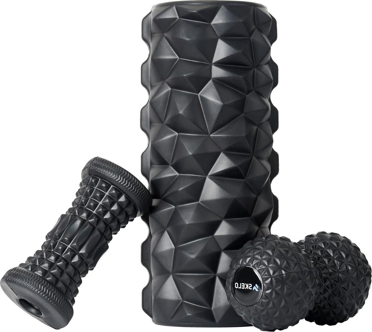 3D-textuurmassage fasciarollenset - klein zwart EVA-foamroller voor yoga pilates