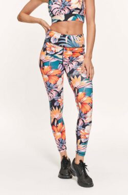 Active Panther Legging Amber Flower Legging Black/orange, Dames Legging met Hoge Taille voor Vrouwen – Boterachtig Zacht Niet Transparante Legging Voor Buikcontrole, Plus-maat Workout Gym Yoga Rekbare Broek