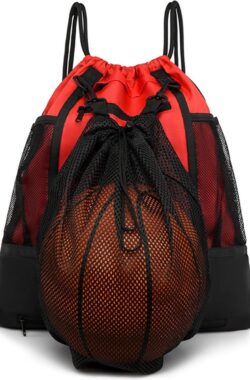 Basketbalrugzak met trekkoord Voetbaltas voor jongens en meisjes Opvouwbare voetbalvolleybalsporttassen met verwijderbaar gaasvak voor gymbasis Yoga