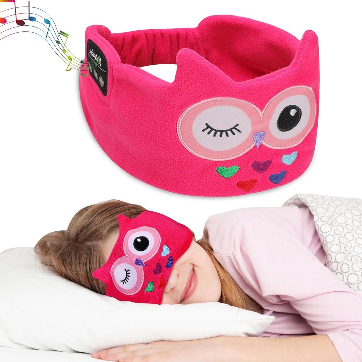 Bluetooth Slaapmasker - Hoofdband Audio met Koptelefoon Microfoon - Verduisterende Nachtmasker - Hoofdtelefoon Muziekmasker voor Kinderen - Jongen Meisje Reizen Slapen Dutjes Meditatie
