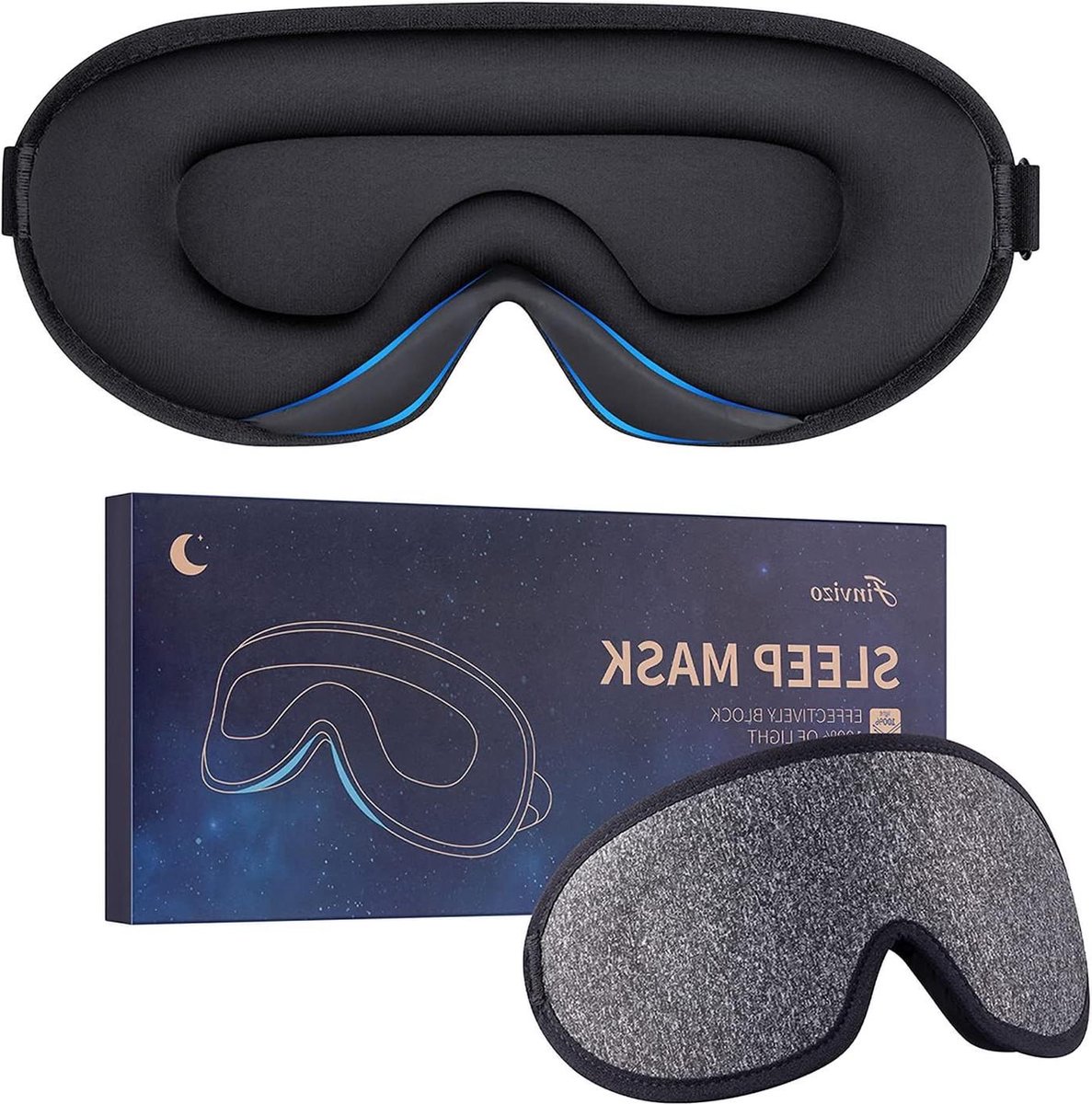 Comfortabel slaapmasker voor vrouwen en mannen - zacht schuim oogmasker voor slaap - grijs