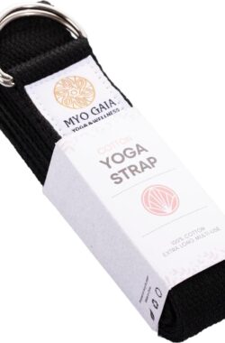 Duurzame katoenen yogaband in de maat 250×3,8cm, veelzijdig yoga-accessoire voor stretching en fitness, met een metalen schuifgesp.