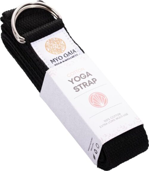 Duurzame katoenen yogaband in de maat 250x3,8cm, veelzijdig yoga-accessoire voor stretching en fitness, met een metalen schuifgesp.