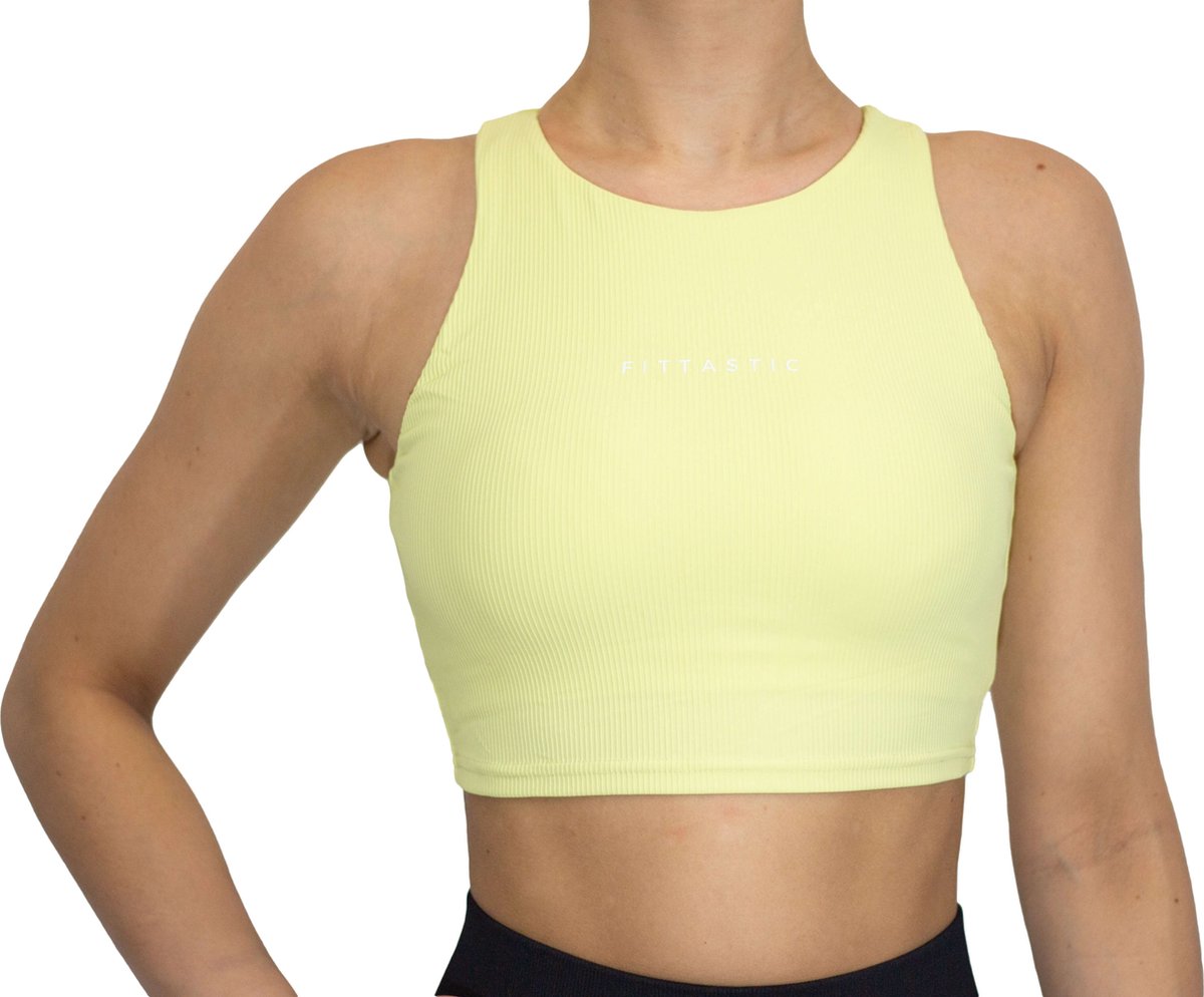 Fittastic Sportswear No Sleeve Backless Top Yellow - Beige - M