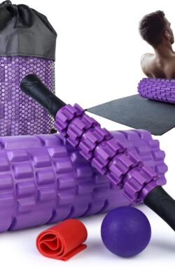 Foam Roller Set, 5 in 1 Fitness Foam Rollers voor Massage Yoga Pilates (Paars)