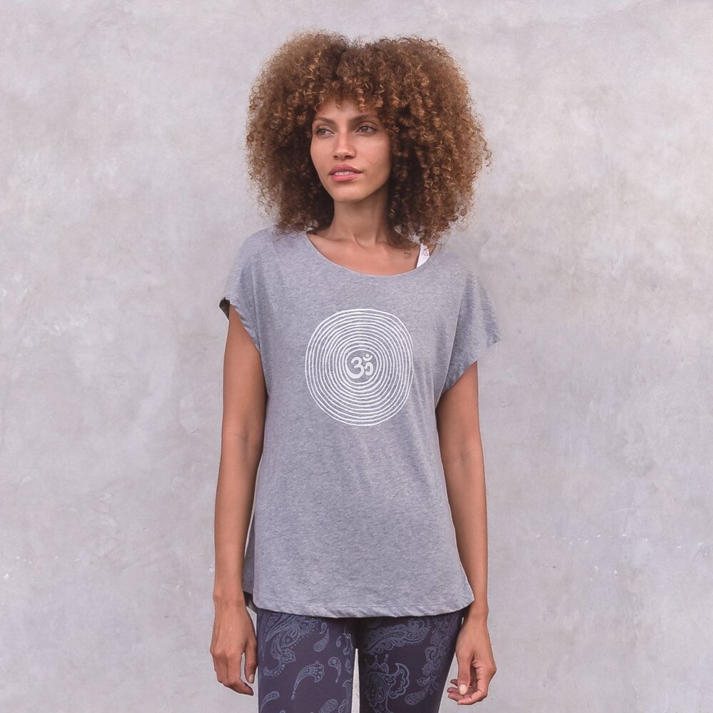 Jaya Loose fit Yoga T-Shirt Om - Grey Melange