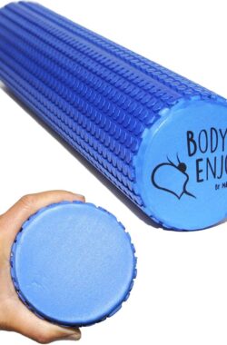 Medium fasciarol voor rug, wervelkolommassage – rugstrekker Ø 9,5 cm x 43 cm (oceaanblauw), yoga pilates fascia foam roller voor nek en rugpijn triggerpoint behandeling