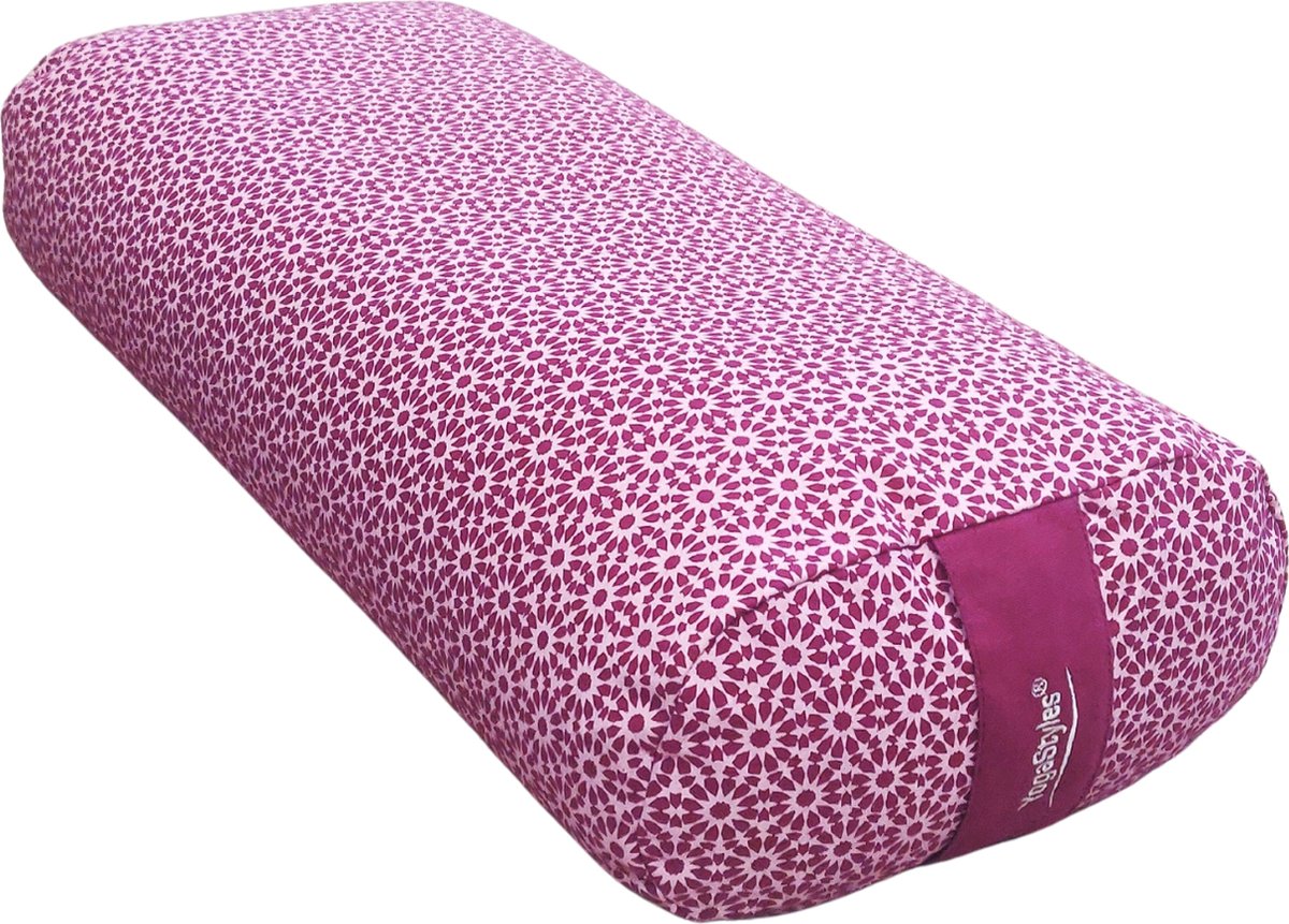 Om Namaste Design Yogabolster Ovale Bolster voor Yoga - Ovaal Design - Roze & Paars - Pink Flower