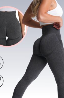 RENALUX – Sportlegging Dames High Waist Squat Proof – Sportleggings – Yoga Sport Legging Meisjes – Sportbroek Dames – Sportkleding Dames – Hardloopbroek – Push Up Tiktok Legging – Shapewear – Donkergrijs L