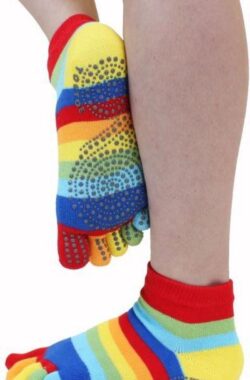 TOETOE Yoga & Pilatus Grip Enkel teensokken – Regenboog – 40-43