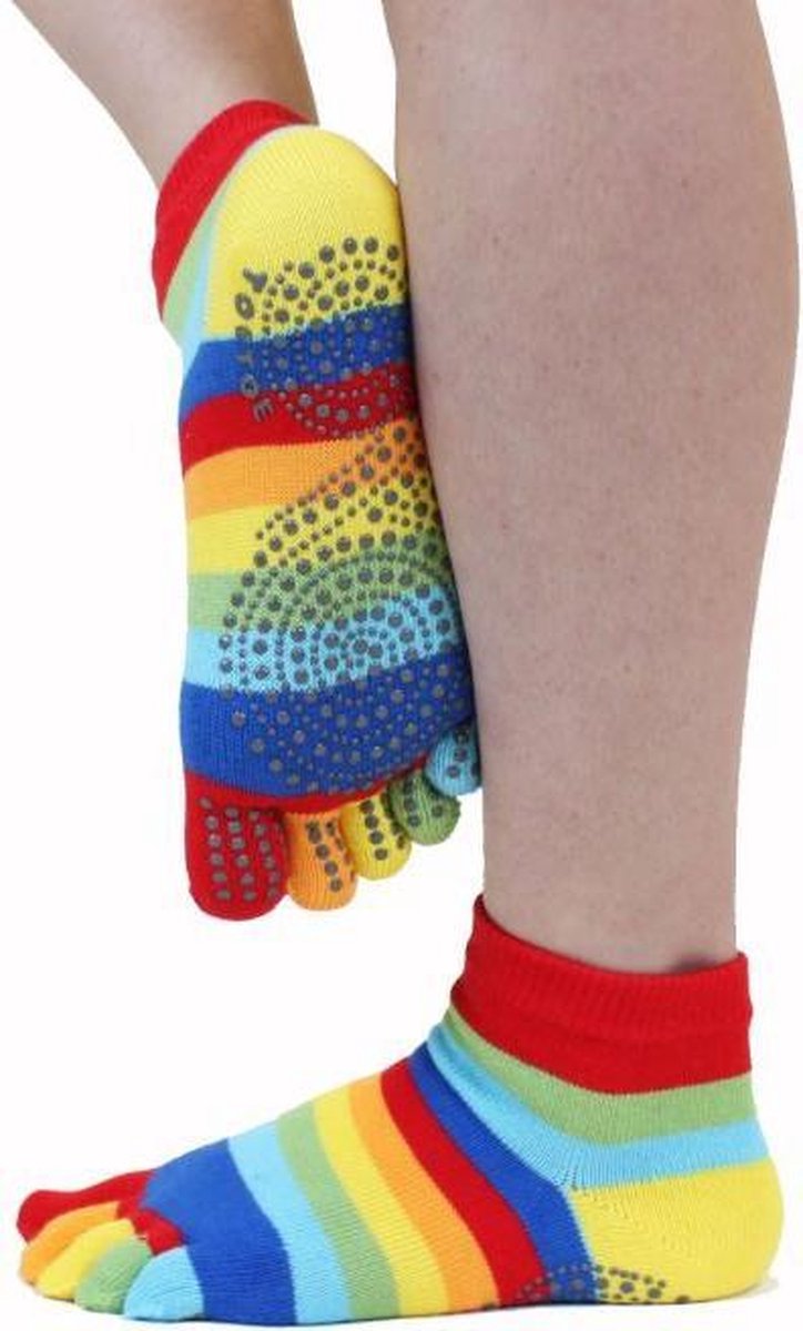 TOETOE Yoga & Pilatus Grip Enkel teensokken - Regenboog - 40-43