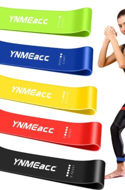 YNMEacc Theraband Weerstandsbanden, 5-delige set, gymnastiekband van natuurlijk latex met handleiding (mogelijk niet beschikbaar in het Nederlands) en draagtas voor spieropbouw, yoga, thuistraining,