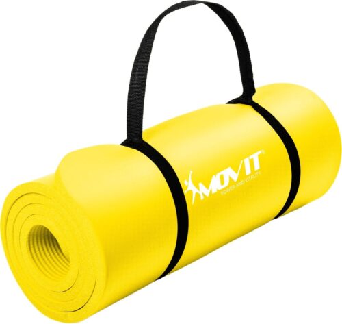 Yoga mat - Yogamat - Fitness mat - Sport mat - Fitness matje - Pilates mat - Oprolbaar - Inclusief handgreep - 183 x 60 x 1 cm - Geel