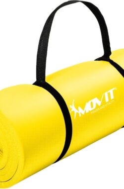 Yoga mat – Yogamat – Fitness mat – Sport mat – Fitness matje – Pilates mat – Oprolbaar – Inclusief handgreep – 190 x 60 x 1.5 cm – Geel