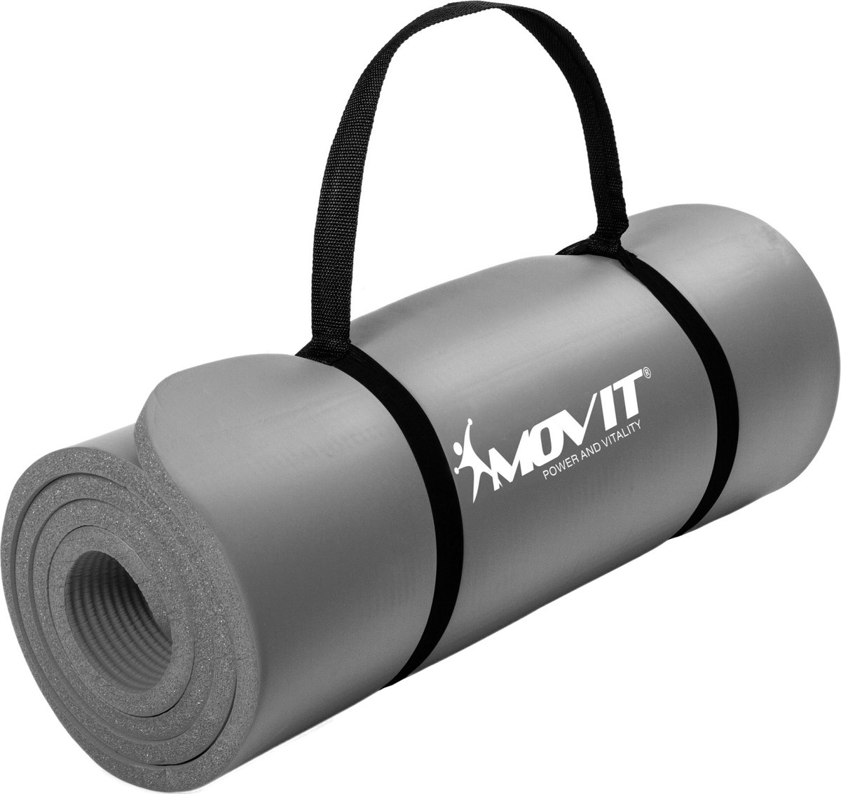 Yoga mat - Yogamat - Fitness mat - Sport mat - Fitness matje - Pilates mat - Oprolbaar - Inclusief handgreep - 190 x 60 x 1.5 cm - Grijs