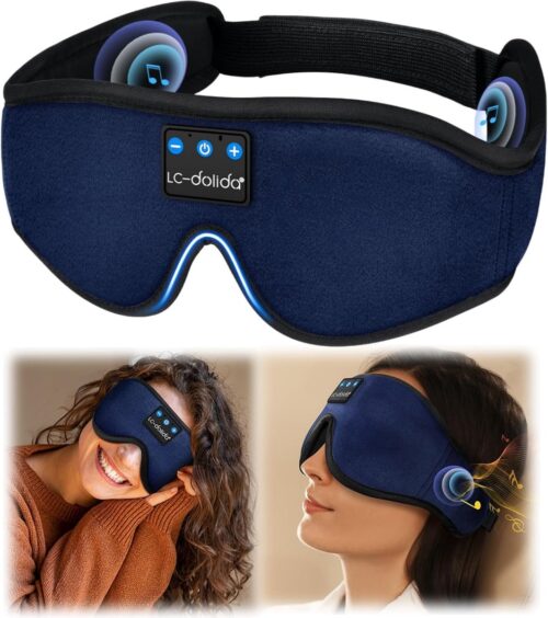 Zijden slaapmasker voor zijslapers - 100% lichtblokkerend oogmasker met bluetooth oordopjes - voor reizen dutjes yoga meditatie chnarchen slapeloosheid