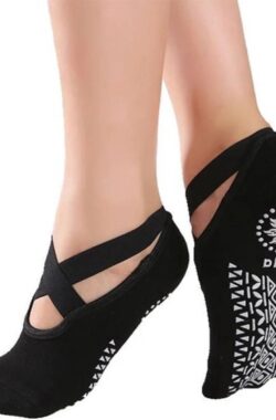 *** 2 paar Dans Yoga & Pilates Sokken – Antislip – Zwart – ‘Ballerina Yoga’ – Dichte tenen – van Heble® ***