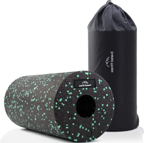 30 cm medium harde fasciarol zwart-groen met boekje - professionele roller voor rug en wervelkolom - Foam Roller - Massage Roller - Fitness Roll - Yoga Roller