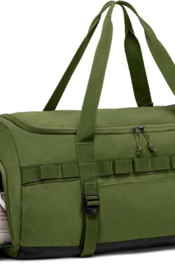 60L Grote Sporttas Heren met Schoenenvak – Tactisch Groen Molle Gym Duffle Bag voor Reizen – Vrouwen Plunjezakken Weekend Rugzak