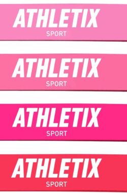 Athletix® – Roze Weerstandsbanden Set – 4 Resistance bands – Booty Bands met Gratis Draagtas en Oefeningen