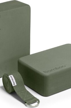 Bamboa Yogablokken Set Groen + Gratis Yoga Riem | Ronde hoeken | EVA Foam | 2 Yoga Blokken