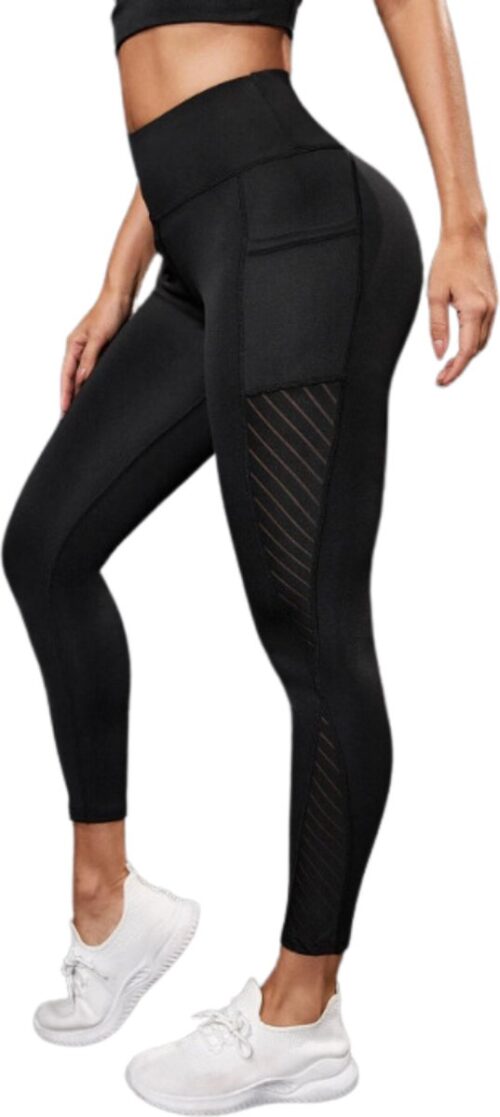 Breathable Pocket Legging (Plaid) - Dames - Sportbroek - Sportlegging - Zwart- Ademend - met zakken - Comfortabel