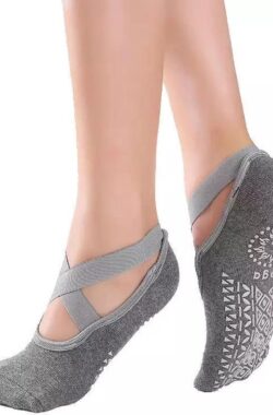 *** Dans Yoga & Pilates Sokken – Antislip – Grijs – ‘Ballerina Yoga’ – Dichte tenen – van Heble® ***